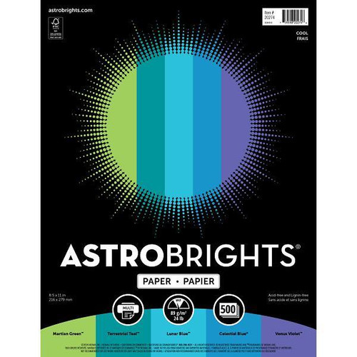 Astrobrights Cool Color Copy Paper 8.5"X11" 24 Lb Basis Weight Package Of 500