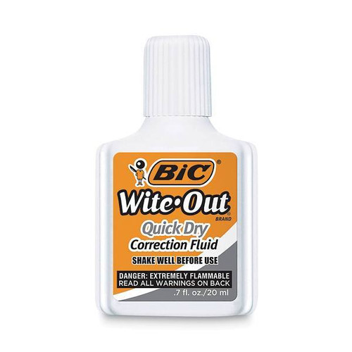 Wite-Out Quick Dry Correction Fluid, 20 mL Bottle, White, 3/Pack