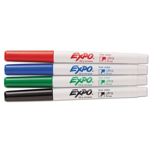 Expo Low-Odor Dry-Erase Marker Extra-Fine Bullet Tip Assorted Color Package Of 4