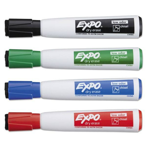 Expo Magnetic Dry Erase Marker Broad Chisel Tip Assorted Colors Package Of 4