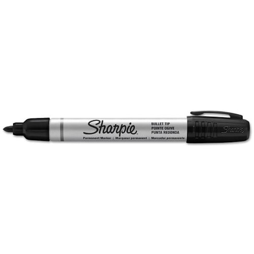 Sharpie Durable Metal Barrel Permanent Marker M Bullet Tip Black Package Of 12