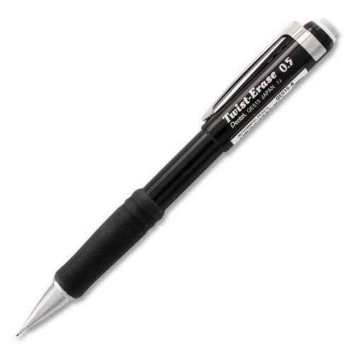 Pentel Twist-Erase III Mechanical Pencil .5mm Hb #2 Black Lead Black Barrel