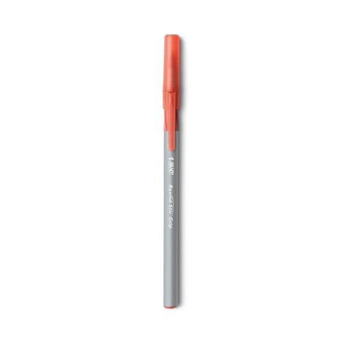 Bic Round Grip Ballpoint Pen M 1.2 Mm Red Ink Gray/Red Barrel Package Of 12
