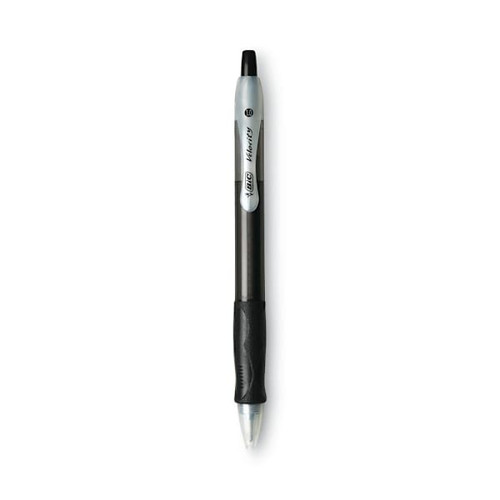 Bic Velocity Easy Glide Pen 1 Mm Black Ink Translucent Black Brl Package Of 12