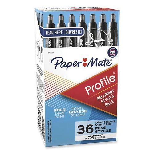 Paper Mate Ballpoint Pen Retractable Bold 1.4 Mm Black Ink/Barrel Package Of 36