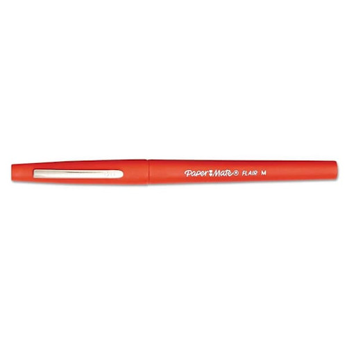 Paper Mate Flair Felt Tip Porous Point Pen 0.7 Mm Red Ink/Brl Package Of 12