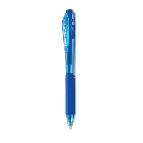 Pentel Wow! Ballpoint Pen 1 Mm Blue Ink Translucent Blue/Blue Brl Package Of 12