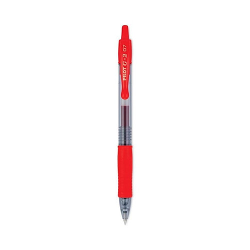 Pilot G2 Premium Gel Pen Fine 0.7 Mm Red Ink Smoke/Red Barrel Package Of 12
