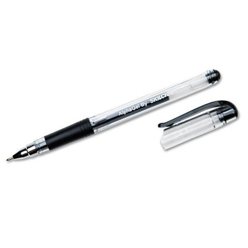 Skilcraft Alphaelite Stick Gel Pen, 0.7mm, Black, Clear Barrel, Package Of 12