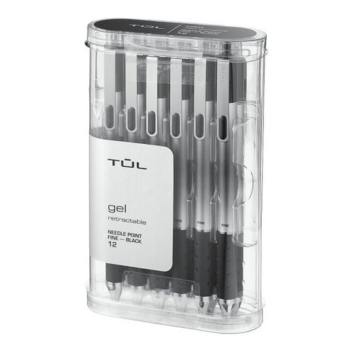 Tul 0.5 Mm Black Needle Point Gl1 Retractable Gel Pen, Package Of 12