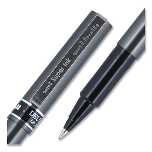 Uni-Ball Rollerball Pen Extra-Fine 0.5 Mm Black Ink Gray/Black Brl Package Of 12