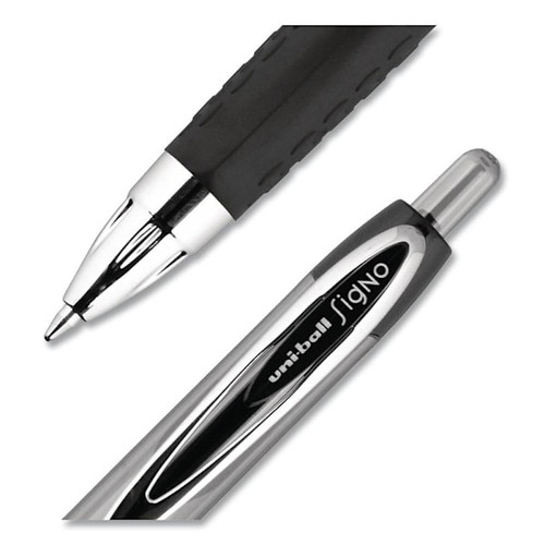 Uni-Ball Signo 207 Gel Pen 0.7 Mm Black Ink Smoke/Black Brl Package Of 12