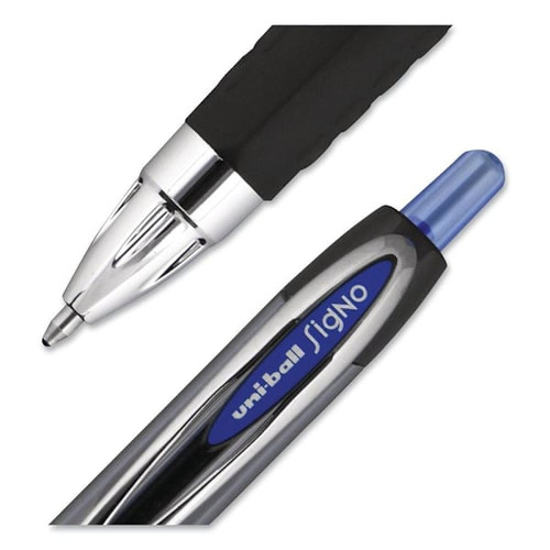Uni-Ball Signo 207 Gel Pen Bold 1 Mm Blue Ink Smoke/Black/Blue Brl Package Of 12