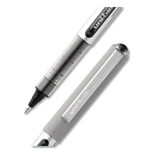 Uni-Ball Vision Rollerball Pen Fine 0.7 Mm Black Ink Slvr/Blk/Clr Package Of 12