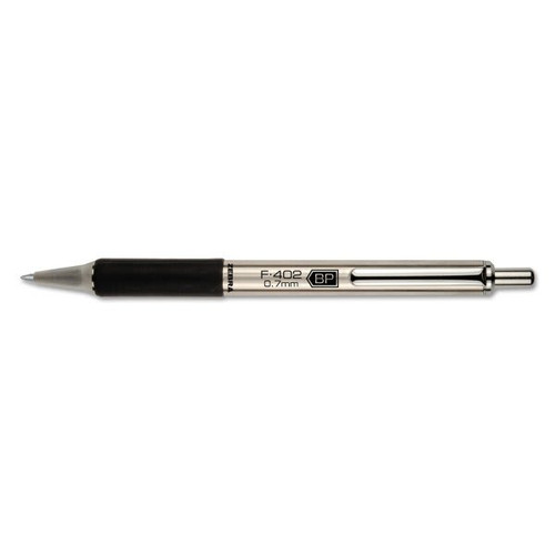 Zebra F-402 Retractable Fine 0.7 Mm Black Ink Stainless Steel/Black Barrel