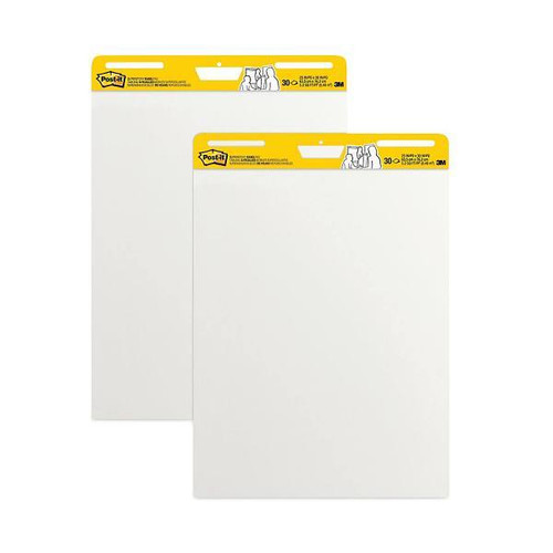 Post-It Vertical-Orientation Self-Stick Easel Pads Unruled 25x30 White Case Of 2