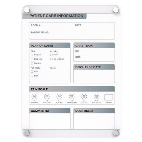 Ghent Graphics Slide Changeable Glassboard W/Standoffs Non-Magnetic 36"H X 24"W