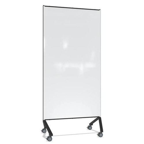 Ghent Mobile Glassboard Magnetic White Painted Glass W/Black Frame 77"H X 36"W