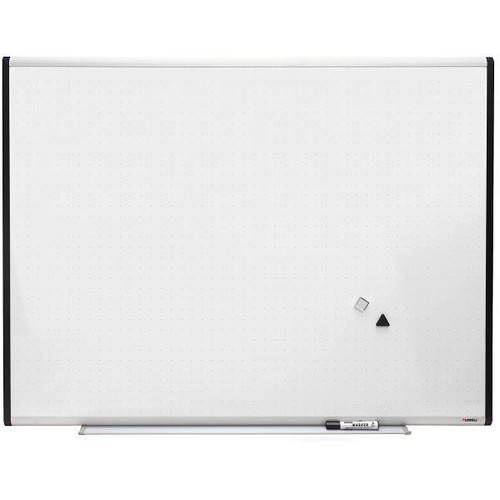 Lorell Magnetic Dry Erase Board 48"X36" 1" Square Grid Pattern Porcelain Enameld