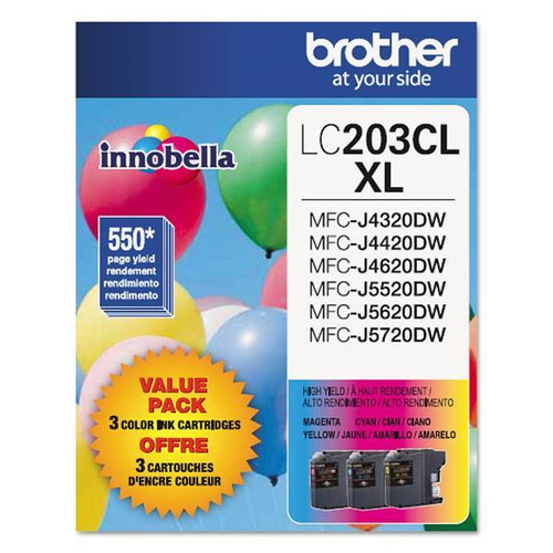 Brother Innobella High-Yield Ink 550 Page-Yield Cyan/Magenta/Yellow Package Of 3