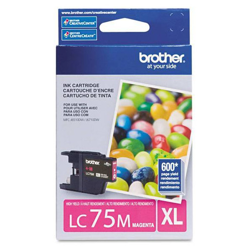 Brother Lc75m Innobella High-Yield Ink 600 Page-Yield Magenta