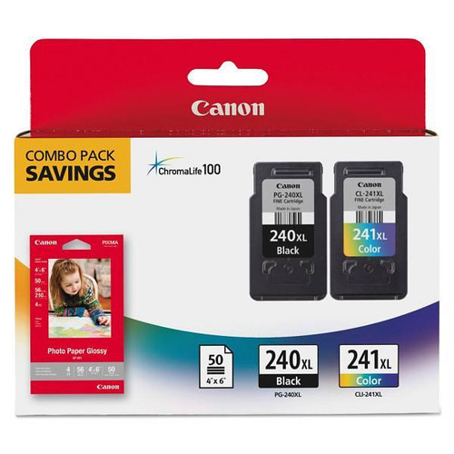 Canon Pg-240xl/Cl-241xl High-Yield Ink/Paper Combo Black/Tri-Color
