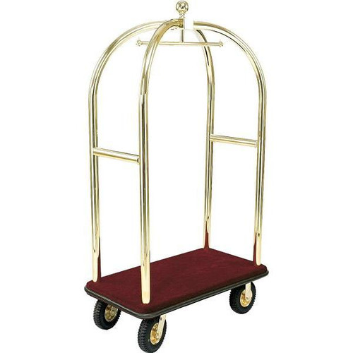 Forbes Brass Birdcage Bellman'S Cart, Burgundy Deck