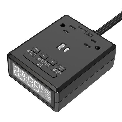 Electric Alarm Clock 2 Power Outlet Plus 1 USB A/1 USB C Port