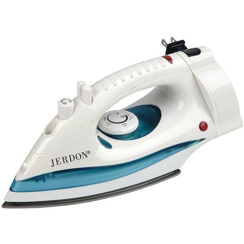 Jerdon Midsize Dual Auto-Off Hotel Iron W/ Retractable Cord (White)