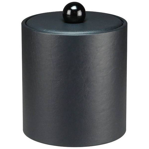 Wescon 2 Quart Black Leatherette Ice Bucket With Liner And Lid With Black Knob