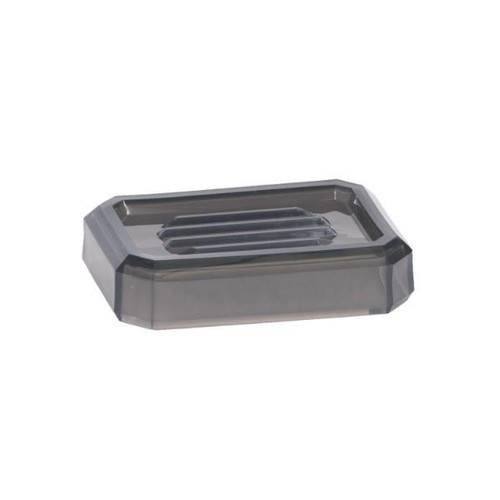 Hapco Facet Rectangular Soap Dish,beveled Edges, Smoke, Case Of 24