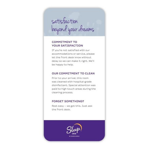 Sleep Inn Guest Satisfaction Card, All In One Case Of 50