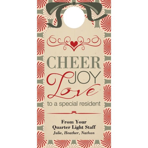 Holiday Door Tag, "peppermint Twist" Design, Package Of 50