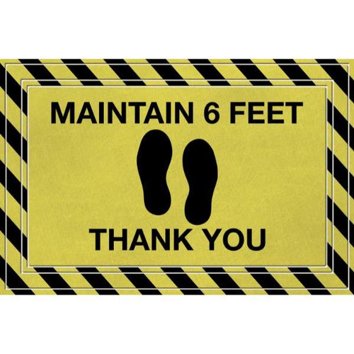 Apache Mills Fashionable Deluxe "Maintain 6 Feet" Floor Mat (Yellow Chevron)