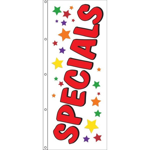 Vertical "Specials" Flag, Star, 3' X 8'