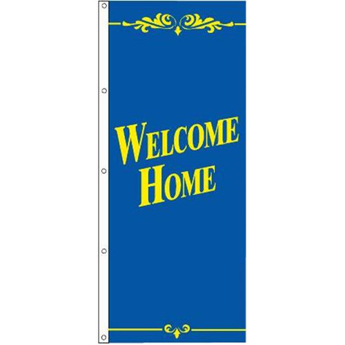 Welcome Home Flag, Blue/Yellow, 3' X 8'