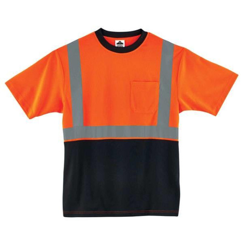 Ergodyne Glowear 8289bk Type R Class 2 Black Front T-Shirt, Orange, 2xl