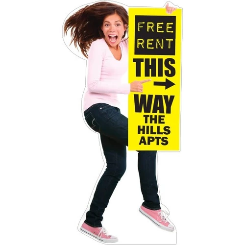 Life Size Semi-Custom Character Cutouts, Happy Girl, 29 X 59
