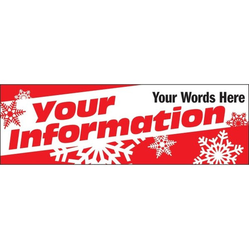 Holiday Themed Semi-Custom Banner, Snowflakes, 10' X 3'