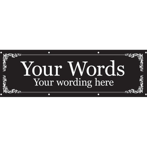 Horizontal Semi-Custom Banner, Black/White Filigree, 20' X 4'