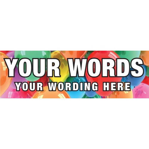 Horizontal Semi-Custom Banner, Bright Balloons, 10' X 3'