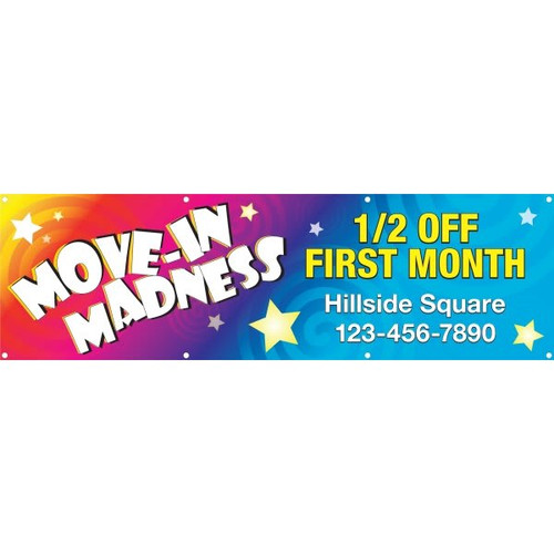 Horizontal Semi-Custom Banner, Move In Madness, 10' X 3'
