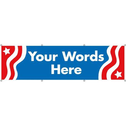 Horizontal Semi-Custom Banner, Patriotic, 10' X 3'