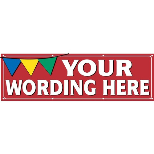 Horizontal Semi-Custom Banner, Red W/ Pennants, 15' X 4'