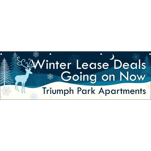Semi-Custom Banner, Snowy Night, 10' X 3'