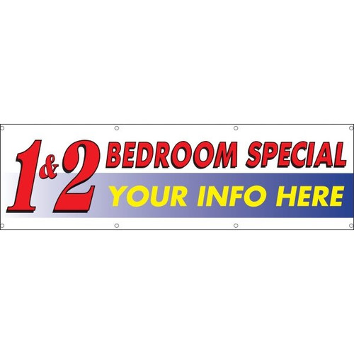 Semi-Custom Horizontal 1 & 2 Bedroom Special Banner, 10' X 3'
