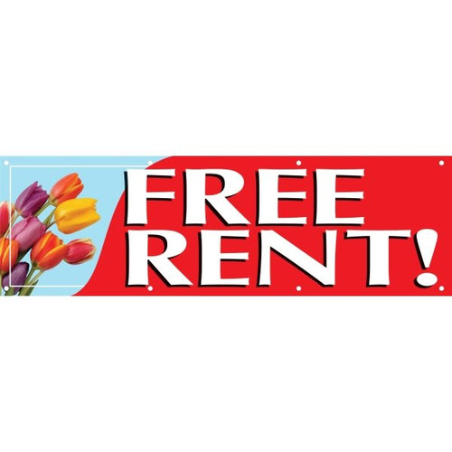 Horizontal Free Rent Banner, Tulips, 10' X 3'