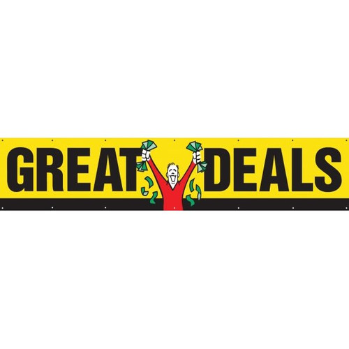 Horizontal Great Deals Banner, Black/Yellow/Red, 20' X 4'