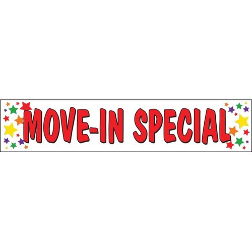 Horizontal Move In Special Banner, Multicolored Stars, 20' X 4'