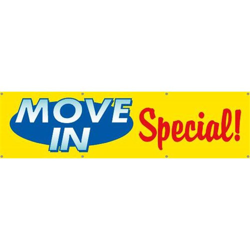 Horizontal Move-In Specials Banner, Yellow/Blue/Red, 15' X 4'